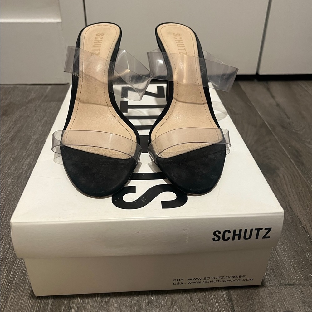Schutz Ariella heel in Black & Transparent - Picture 9 of 9